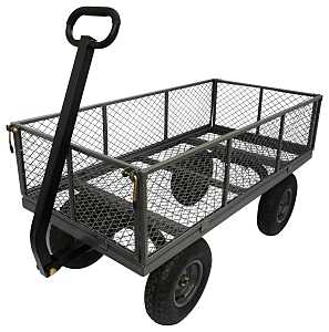 Landscapers Select Garden Cart, 1200 lb, Steel Deck, 4-Wheel, 13 in Wheel, Pneumatic Wheel, Pull Handle