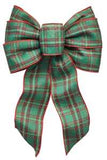 Gift Bow, 8-1/2 x 14 in, Hand Tied Design, Cloth, Beige/Green/Red