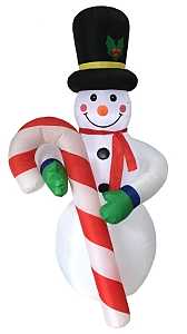 6-Ft. Inflatable Snowman with Candy Cane